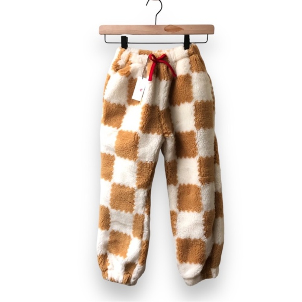 NWT Pink Chicken Sherpa Check Joggers